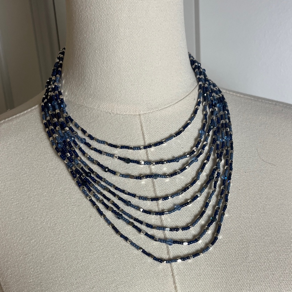 Elegant Blue Beaded Necklace